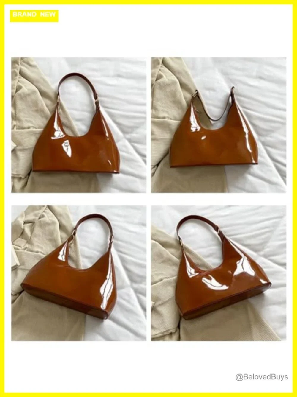 Patent Leather Hobo Bag Crescent Shoulder Bag Small Satchel Purse